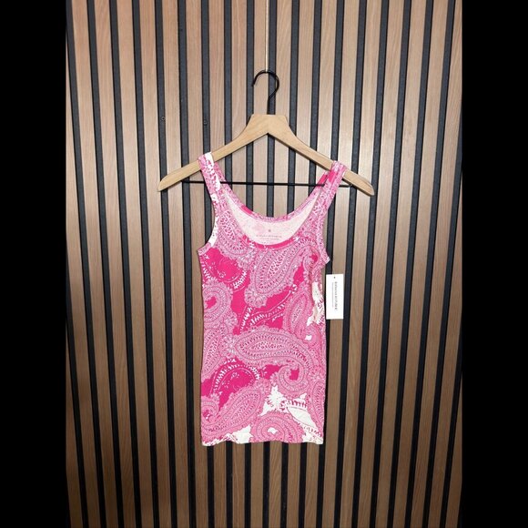 New Banana Republic Tank Top Small Womens Pink Paisley Print Sleeveless Fitted - Picture 1 of 6